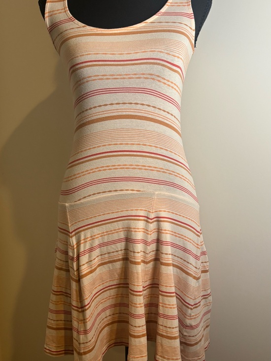 Frenchi Dresses & Skirts - Frenchi Striped Scoop-Neck Mini Dress in Cream and Coral